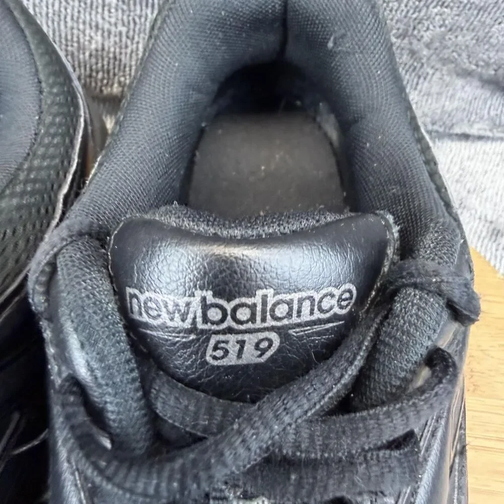 New Balance 519 Shoes Mens Size 10.5 Black Leather Athletic Sneakers MX519BK